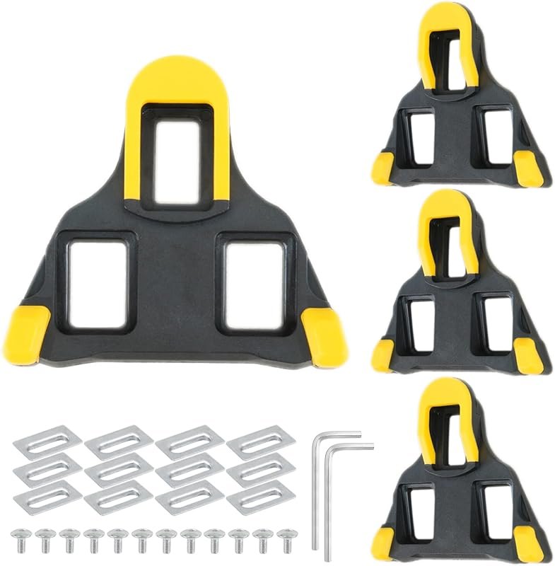 4 Pack Bike Cleats for Shimano SH11 SPD-SL Pedals: 6-Degree Float Road Bicycle Replacement Cleats for Three-Hole