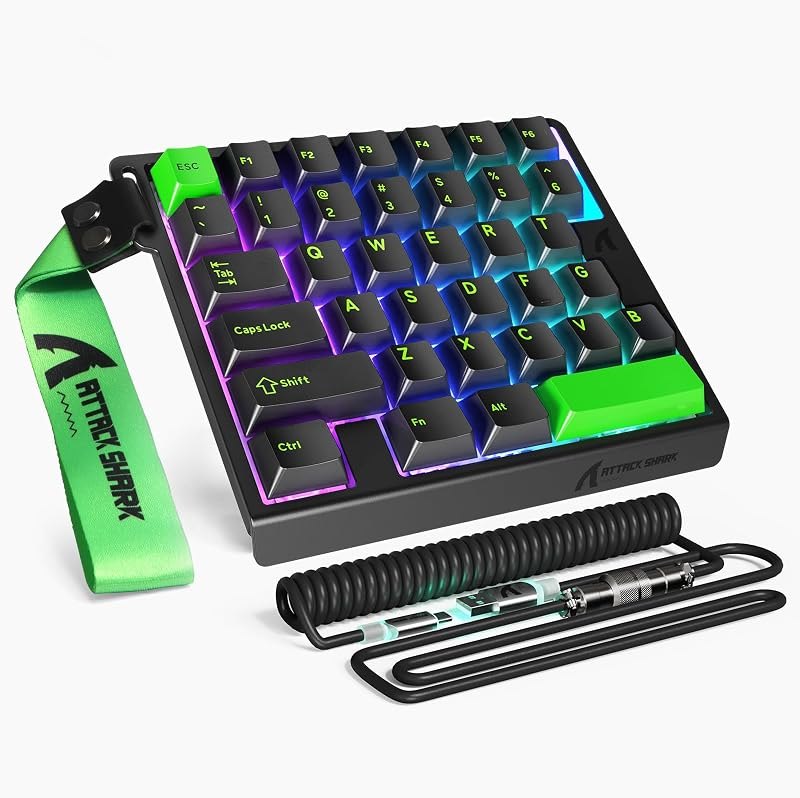 ATTACK SHARK M36 HE One-Handed Hall Effect Gaming Keyboard, 8KHz, 0.01mm RT — rapid trigger keypad for rapid trigger