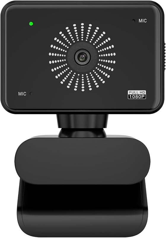 Webcam for PC, 1080P Full HD USB Webcam with Privacy Cover & Built-in Microphone, Plug and Play Computer Web Camera