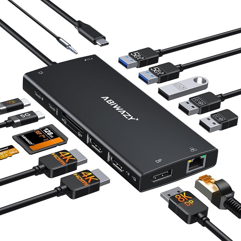 Docking Station Dual Monitor, 15 in 1 USB C Docking Station 3 Monitors — best docking station HDMI for docking station