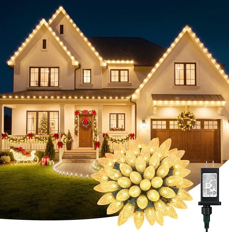 C9 Christmas Lights Outdoor,130FT 200 LED C9 String Lights,Warm White — best Outdoor christmas lights for outdoor
