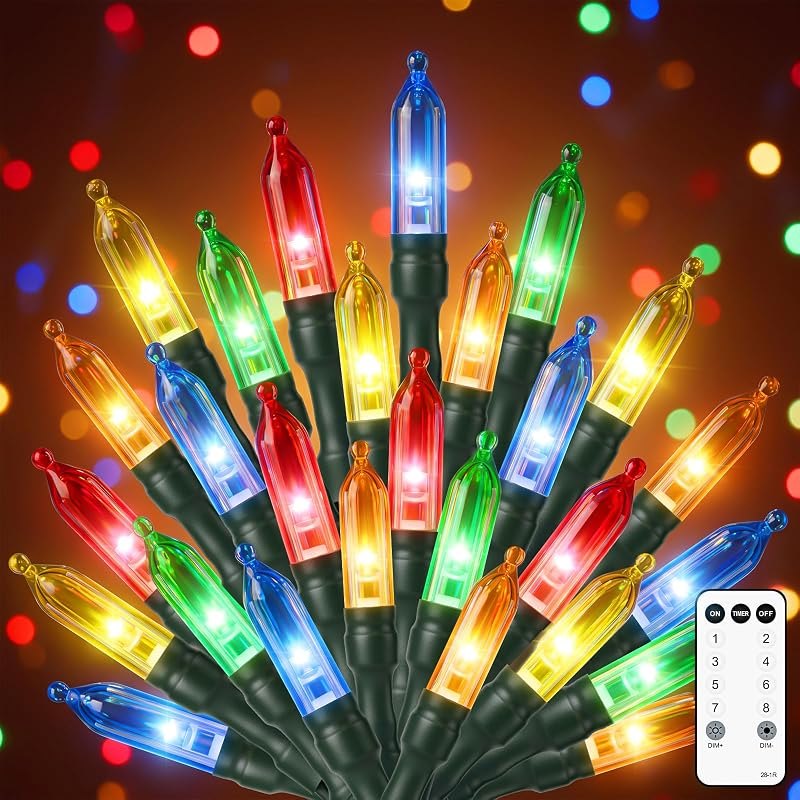 Brightown LED Christmas String Lights, 43.1ft 100LEDs Mini Lights Plug in, Connectable Christmas Lights for Outdoor
