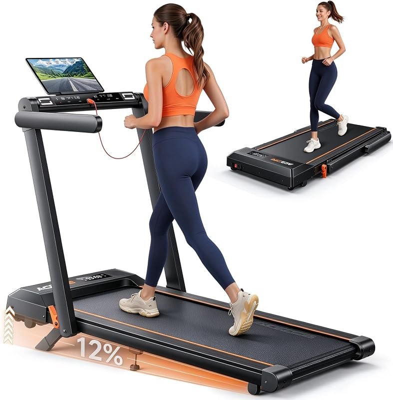 Acezoe Folding Treadmill with 10% Incline, 2.5 HP Walking Pad with Handle Bar, 300 lb Capacity Treadmills for