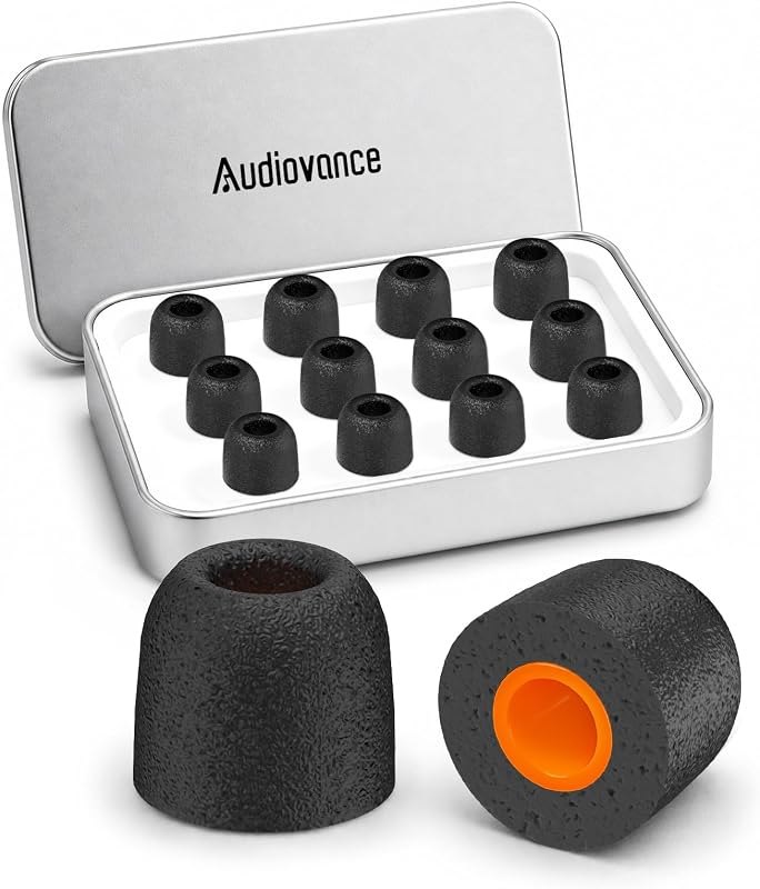 Audiovance 6-Pair Memory Foam IEM Ear Tips for in-Ear Monitor Headphones — memory foam ear tips for memory foam ear tips