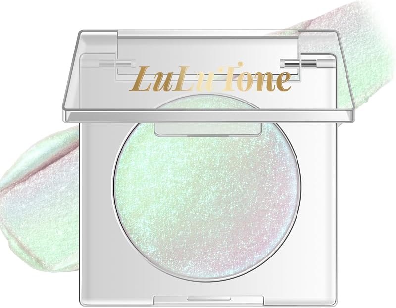 Chameleon Green Pink Duochrome Eyeshadow, Color Shifting Iridescent Metallic Glitter Eyeshadow Palette, Half Magic