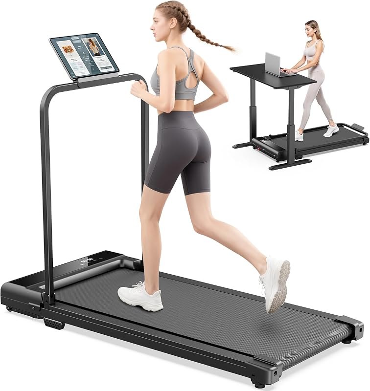 Walking Pad Treadmill for Home,Treadmills Under Desk with Handle Bar Foldable, Portable Caminadora Eléctrica para