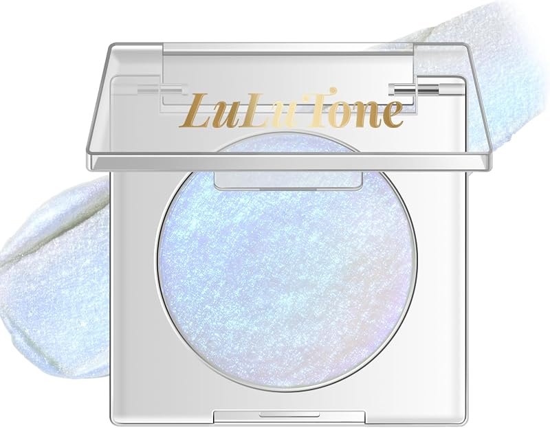 Chameleon Light Blue Duochrome Eyeshadow, Color Shifting Iridescent Metallic Glitter Eyeshadow Palette, Half Magic