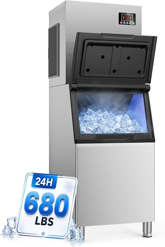 Mojgar Commercial Ice Maker Machine, 680LBS/24H with 560LBS Storage Bin — pebble ice maker for pebble ice maker