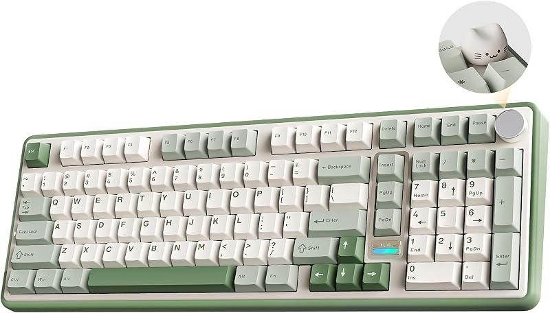 YUNZII B98 PRO 96% Wireless Mechanical Keyboard (Matcha Green, Milk Switch) — wired gaming keyboard for wired gaming