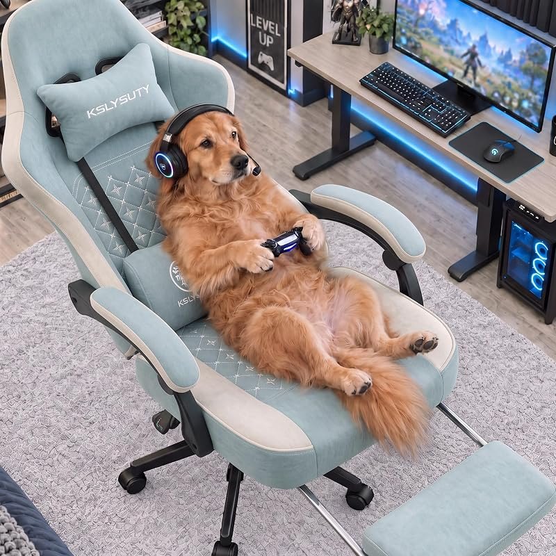 Desk Computer Gaming Chair - Ergonomic Game Office Chair with Extended Footrest and Massage Lumbar Support, Home Gamer