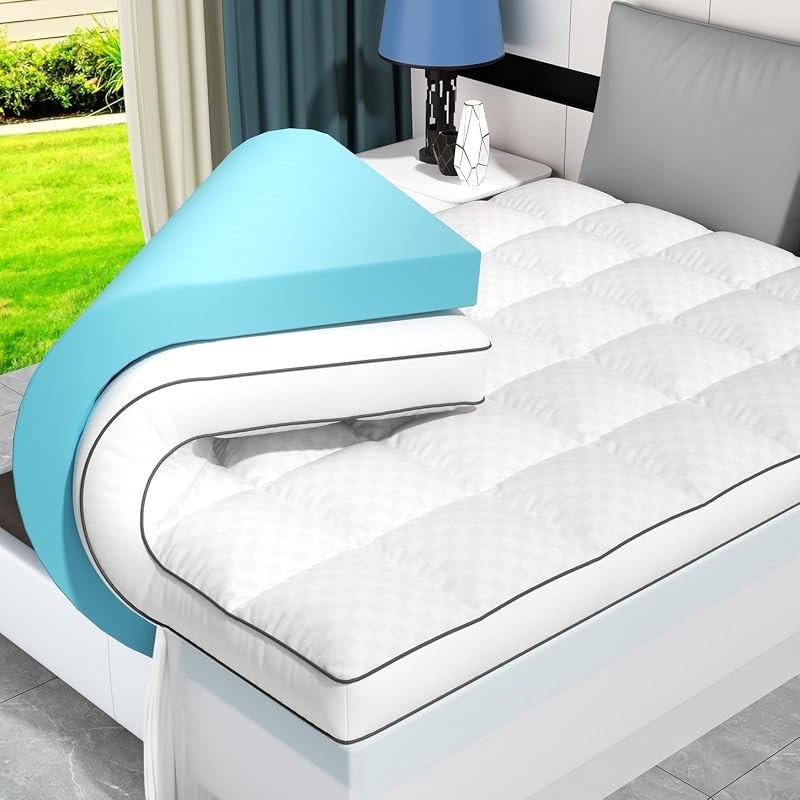 Dual Layer Memory Foam Mattress Topper, Queen Mattress Pad, 4 Inch — Mattress Toppers for mattress toppers