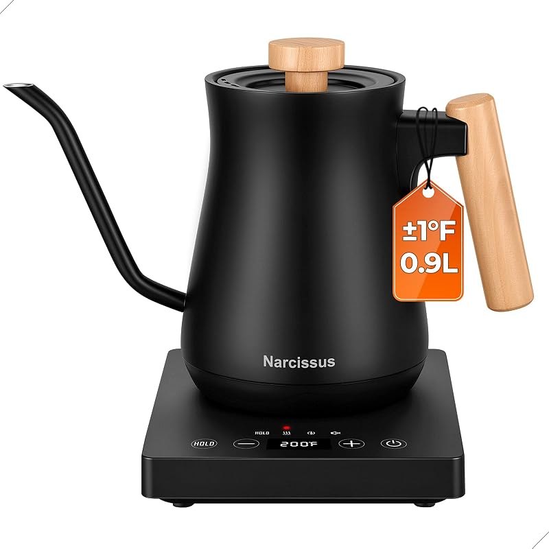 Gooseneck Electric Kettle with Temperature Control ±1°F Precision, Narcissus P901 Pour Over Coffee & Tea Kettle, 0.9