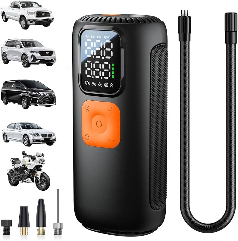 Tire Inflator Portable Air Compressor, 160 PSI Fast Inflation with 22 Cylinder Motor, Cordless Tire Pump with Digital