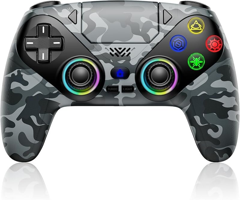 Xexvyrin LED Wireless Controller for PS5, Compatible with PS5 Pro/Slim/PC, Dual Vibration, Macro/Turbo Function, 3.5mm