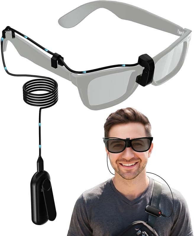 Wearable Battery Pack Compatible with Ray-Ban Meta Smart Glasses Gen 1 & Gen 2, Wireless Charger for Wayfarer & Skyler