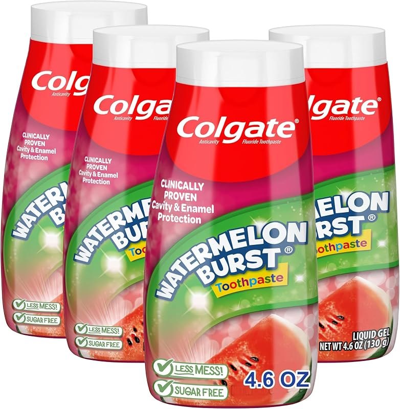 Colgate Anticavity Kids Toothpaste with Fluoride for Ages 2+, Watermelon Burst Flavor - 4.6 Ounce (24 Pack) — Kids