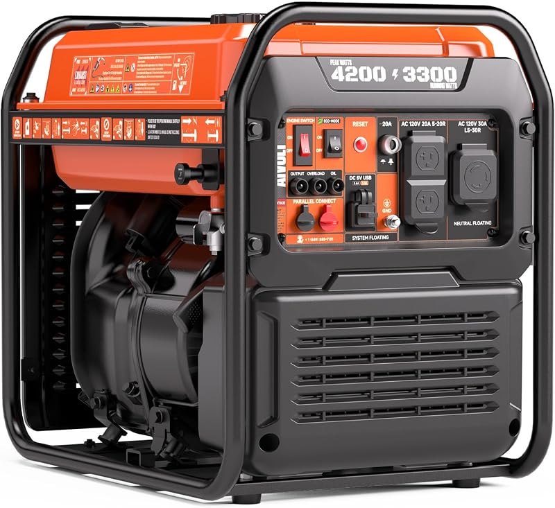 AIVOLT 4200W Inverter Generator Gas Powered, Portable Open Frame Generator — Portable Gas Generator for portable gas