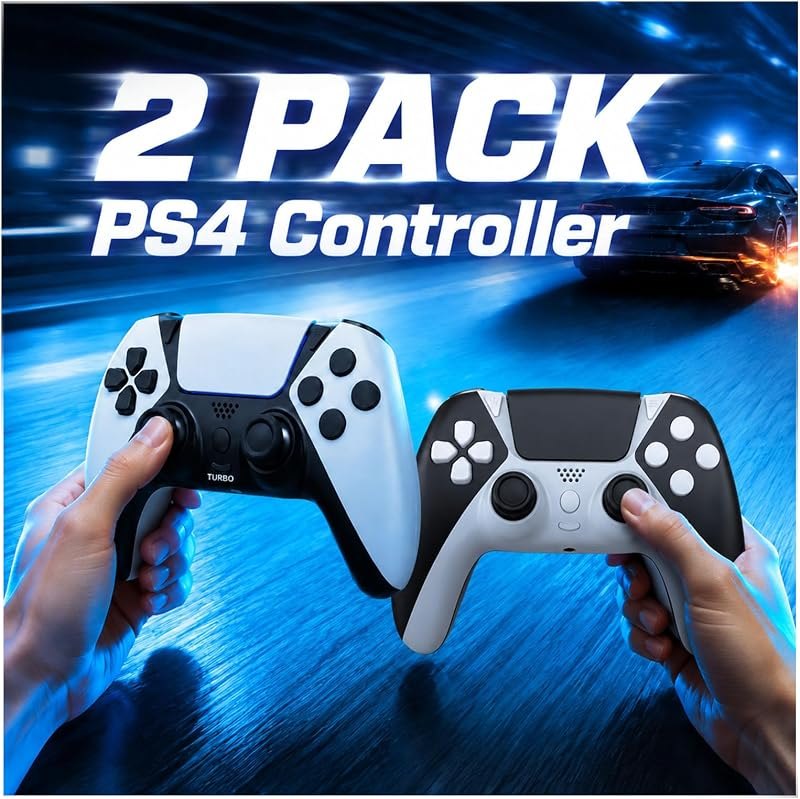 Enstixsm 2 Pack for PS4 Controller,Wireless Dual Remote Shock Control for PS4 Slim Pro,ALPS Zero Drift Sticks Game