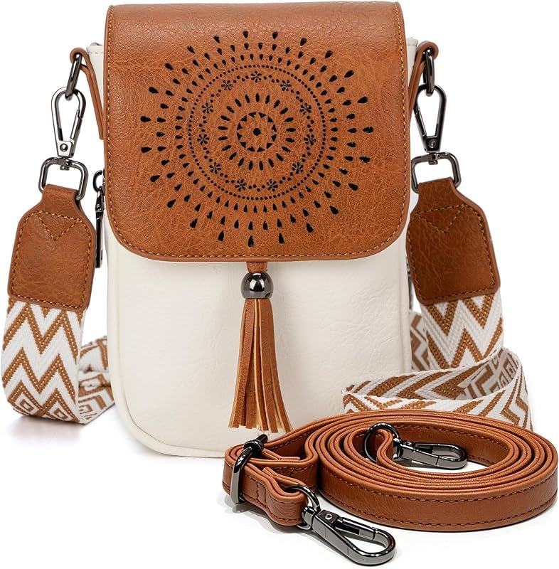 Crossbody Bag for Women, Vegan Leather Phone Purse with Card Slots & 2 Straps, Multi-Pocket Boho Handbag — best