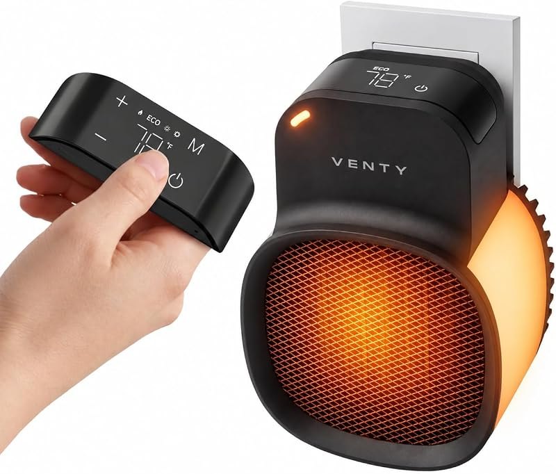 VENTY CozyPod 1500W Plug In Space Heater for Indoor Use — electric wall heater for electric wall heater
