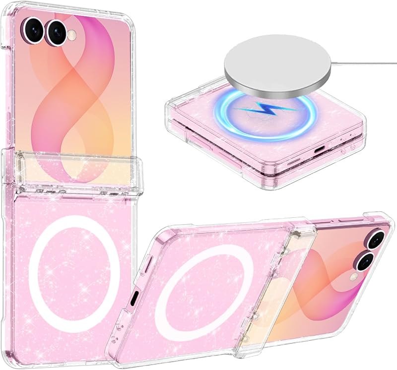 for Samsung Galaxy Z Flip 8 Case,Magnetic,Glitter Clear — Galaxy Z Flip 8 battery for galaxy flip battery