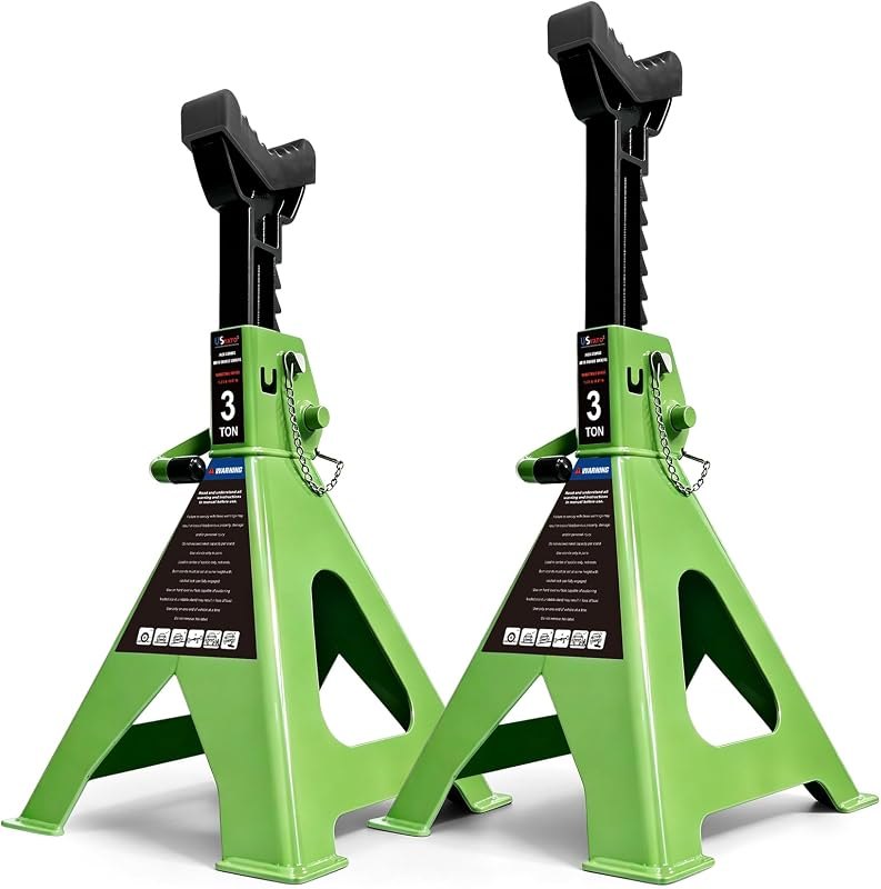3 Ton Heavy Duty Jack Stands for Trucks with Double Locking,Green