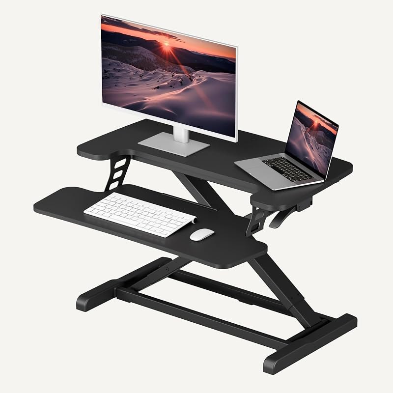 SANODESK Standing Desk Converter 28" Desk Riser for Home Office, Compact Sit Stand Desktop Workstation for Laptop &