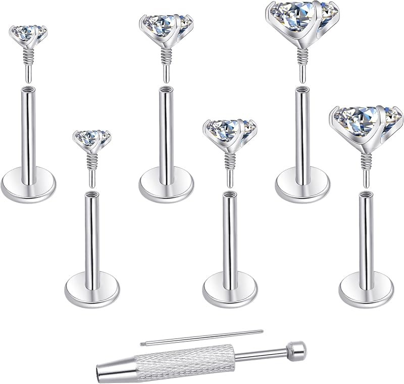 Moissanite Earrings, Implant Grade Titanium Flat Back Earrings