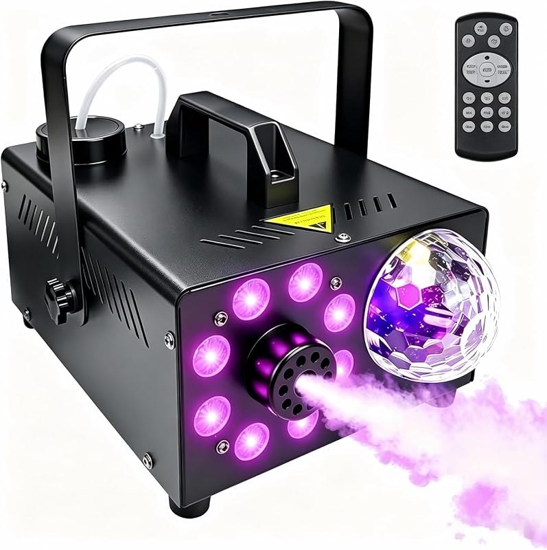 Fog Machine with Remote, Indoor/Outdoor Smoke Machine for Halloween & Parties, 600W 2000CFM, 13 Color LED Lights &