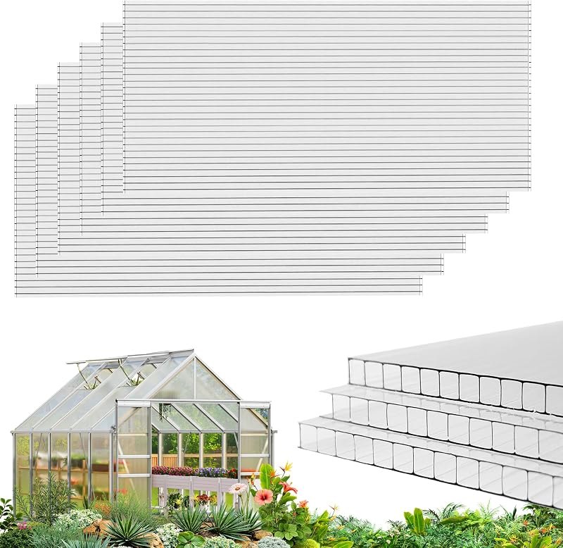 RITOLLO 14 Pack 6'FT x 2'FT x 0.24" in Polycarbonate Sheet for Greenhouse — greenhouse end wall panels for greenhouse