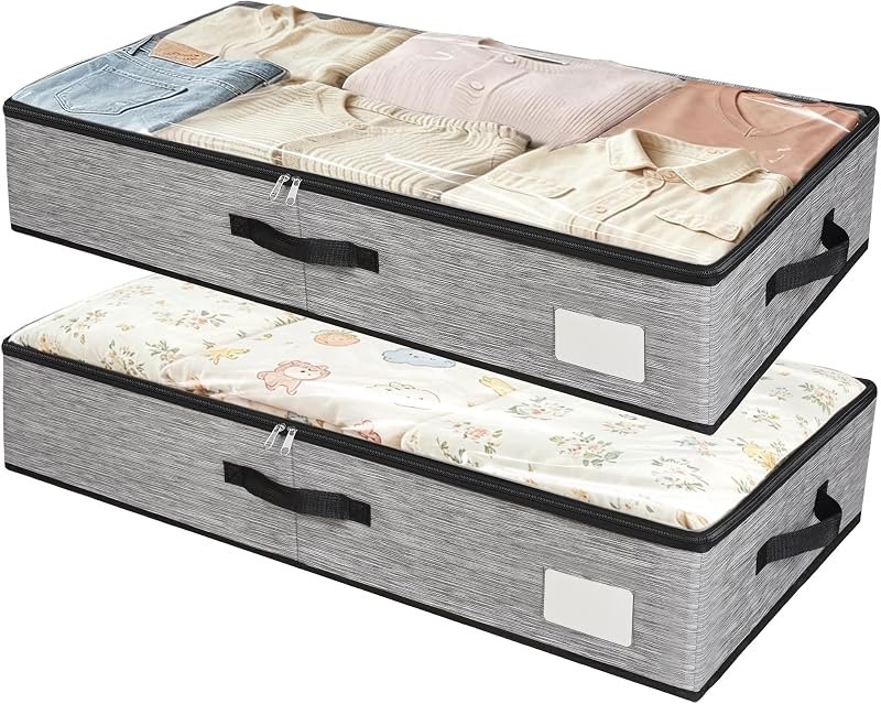 2 Pack Under Bed Storage Containers with Handles & Label Holder — under bed storage bins for under bed storage bins
