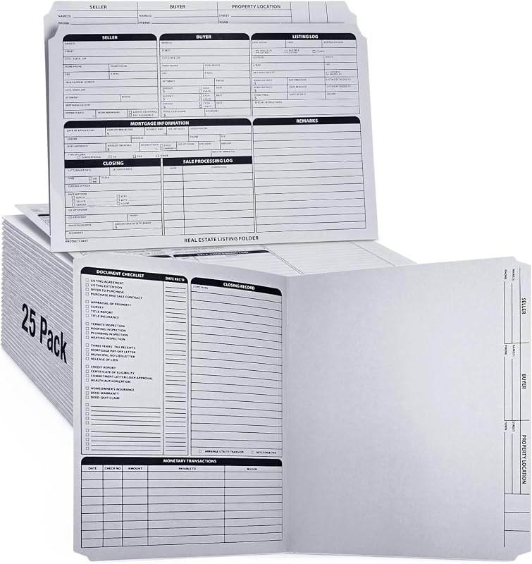 25 Pack Real Estate Listing Folder Letter Size Agent Supplies, Grey — best laminated real estate flyer for laminated