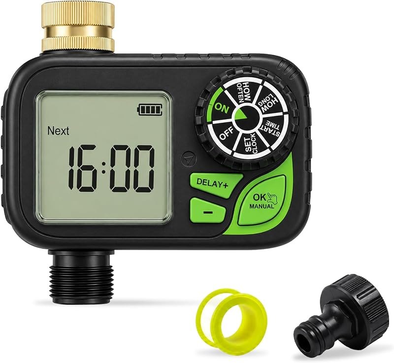 Sprinkler Timer for Garden Hose, Water Timer with Rain Delay, IP55 Weatherproof, Fits Standard 3/4" NH Hose Faucet —