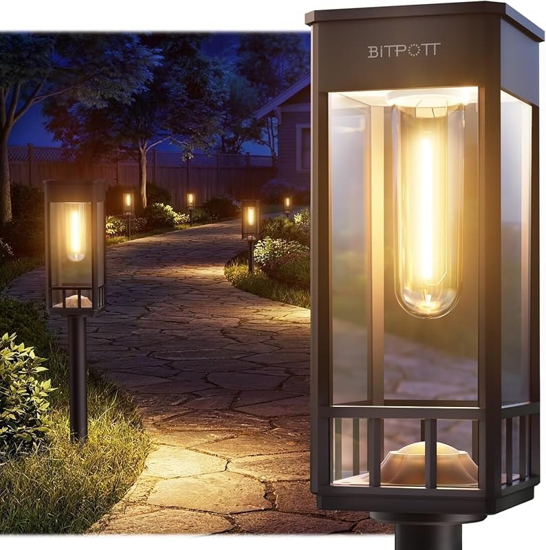 BITPOTT Solar Garden Lights and Driveway, 8 Pack, Warm White, IP65 — solar garden path lights for solar garden path