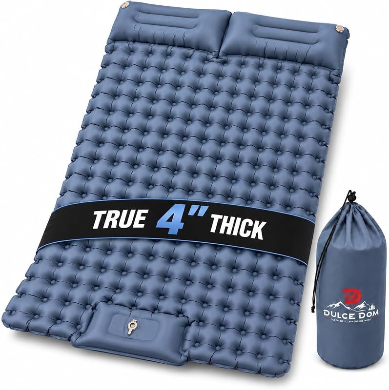 True 4" Camping Sleeping Pad for 2 Person, Wide Mat with Built-in Foot Pump — outdoor sleeping pad for outdoor