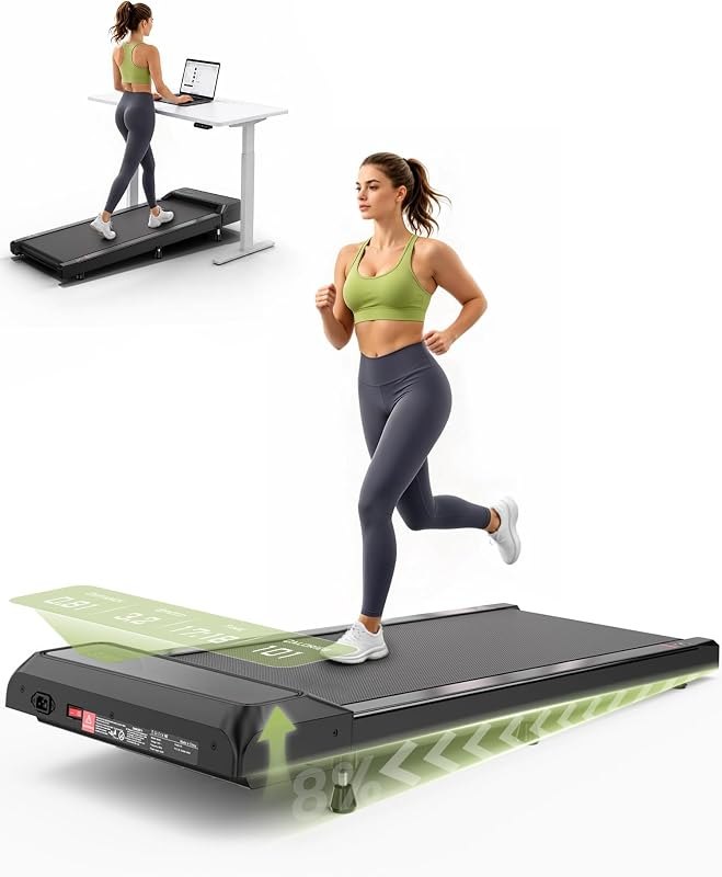 Walking Pad Treadmill with 8% Incline, Under Desk Treadmill for Home Office — best stationary treadmill with conso for