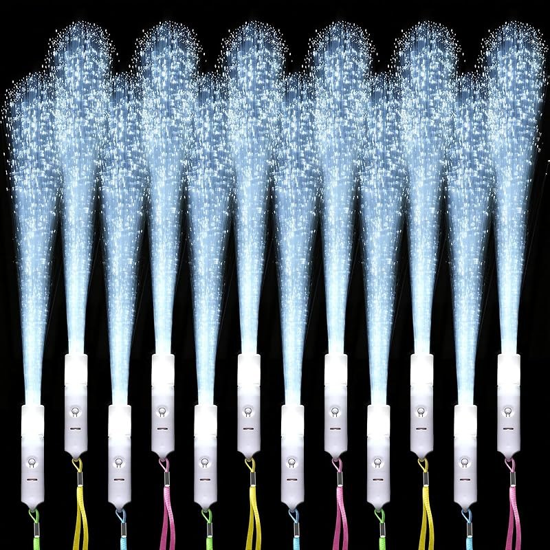 220 PCS White Fiber Optic Wands Bulk, LED Wedding Sparklers Send Off Light Up Wand Sticks with 3 Flashing Modes, Glow
