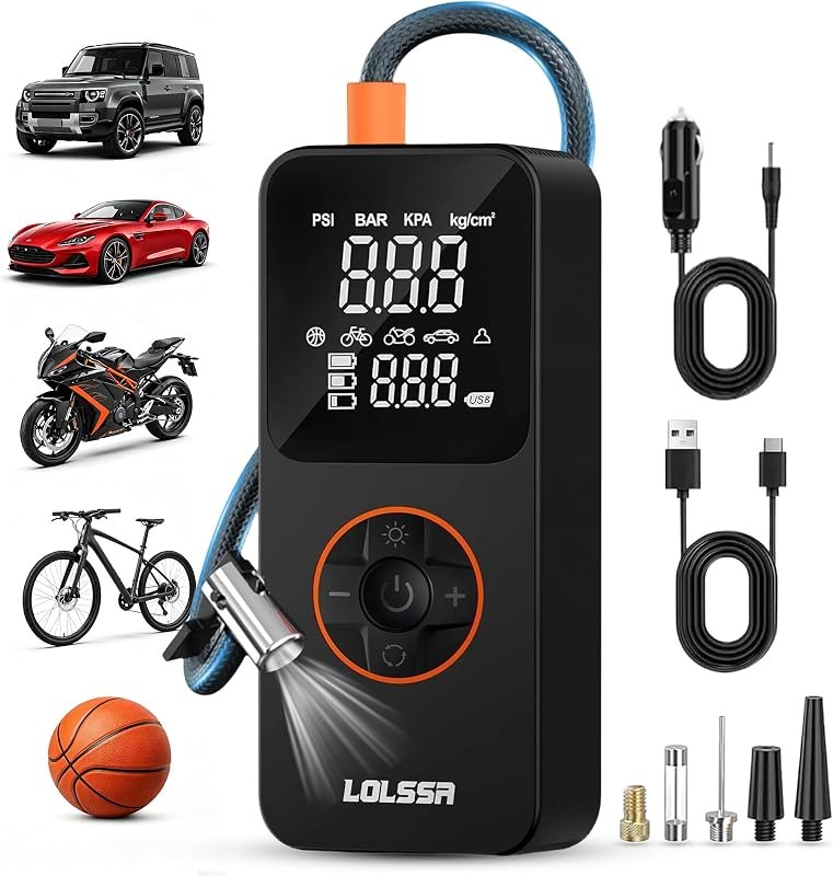 Tire Inflator Portable Air Compressor, Cordless 150PSI Electric Bike Pump — portable air compressor 150psi for