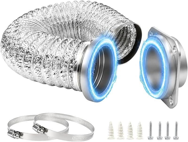 Magnetic Dryer Vent Connector Coupler kit,3.3ft 4" Duct & 2 Clamps, DV-180 — dryer vent cleaning kit for dryer vent