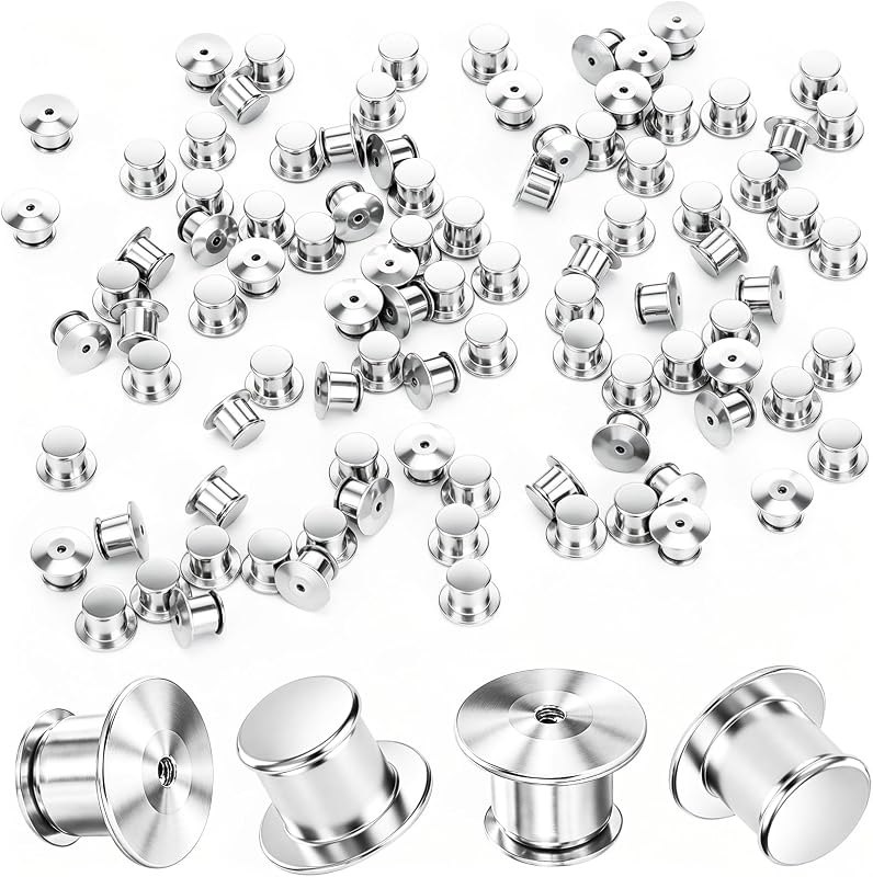 60 PCS Metal Locking Pin Backs and Pin Keepers — craft Convention Lanyard for craft convention lanyard