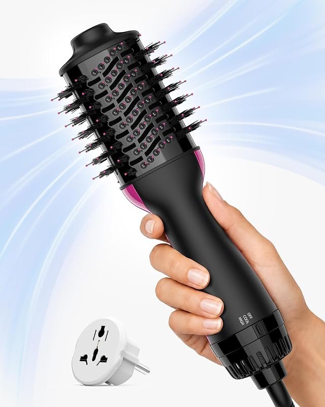 Aopant Dual Voltage Mini Hair Dryer Brush Blow Dryer Brush in One, 110-240V 900W Travel Hot Air Brush Volumizer