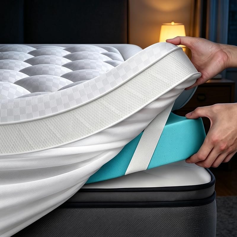 Mega Support Memory Foam Mattress Topper for Pressure Relief, Dual Layer 2.5" Pillow Top Mattress Topper Plus 2.5"