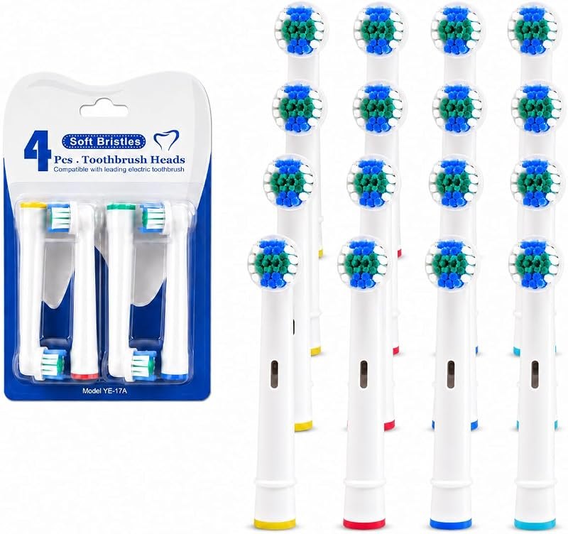 Replacement Toothbrush Heads Compatible with Oral B Pro Series, Soft Bristle Electric Toothbrush Refills, Round Brush