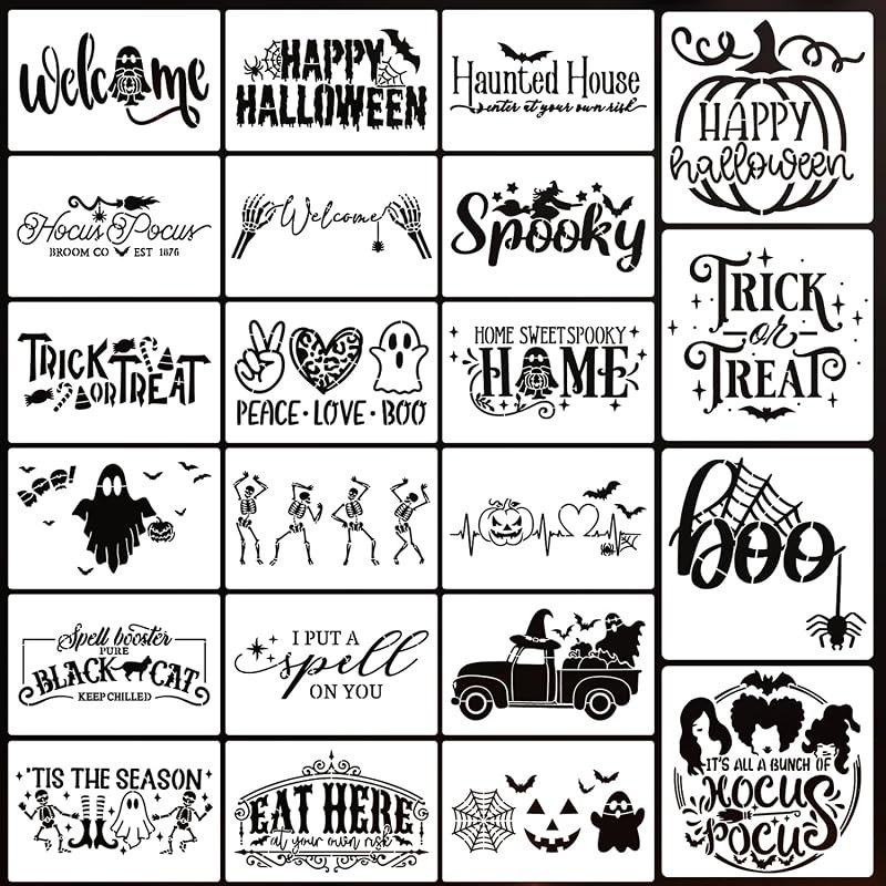 Halloween Stencils for Painting Halloween Stencils for Crafts Reusable 6" — Pumpkin Stencil Kit for pumpkin stencil kit