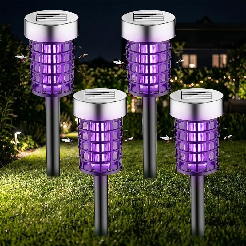 2026 Solar Bug Zapper Outdoor Waterproof Mosquito Repellent Outdoor Patio, 4 Pack Mosquito Killer Outdoor for Gnats