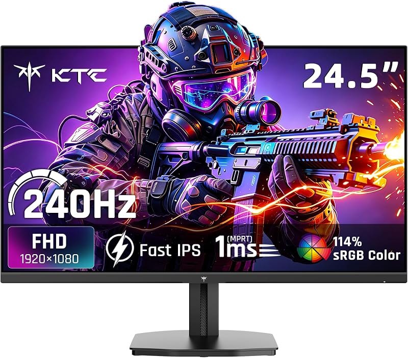 KTC 24.5 Inch 240Hz Gaming Monitor, FHD Computer Monitor Fast IPS, H25T7-A