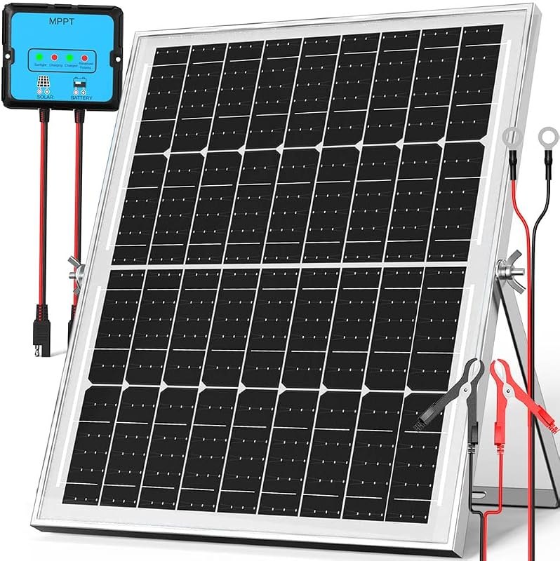 12V 20W Smart MPPT Solar Battery Charger Trickle Tender Maintainer, IP68 Waterproof Solar Panel Kit with Adjustable