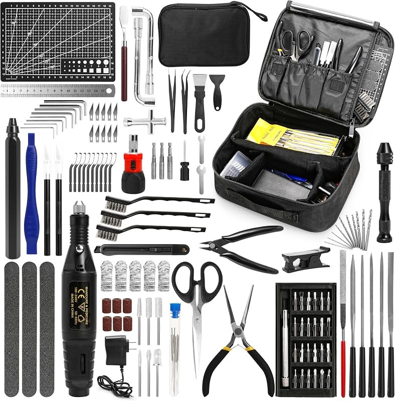 124 Pcs 3D Printing Tool Kit - Complete 3D Printer Accessories - 3D Printer Nozzle Cleaning kit with Deburring Tool -