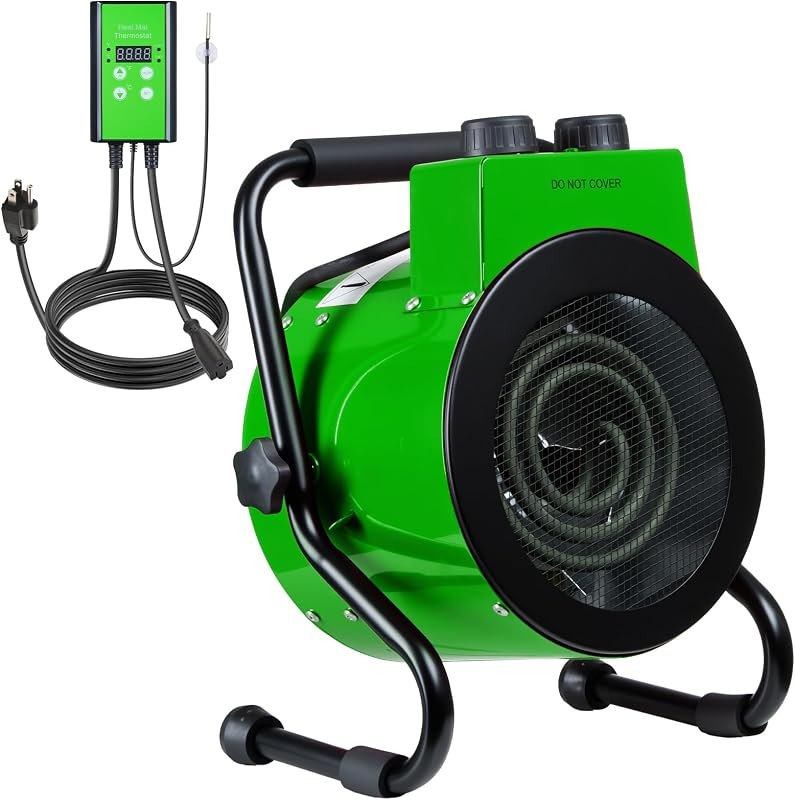 Greenhouse Heater with Digital Thermostat, 1500W Grow Tent Heater