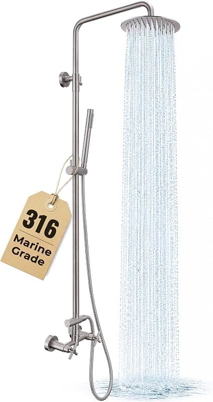 G‑Promise 316 Marine Grade Stainless Steel 8 Inches Outdoor Shower Kit — portable outdoor shower for portable outdoor